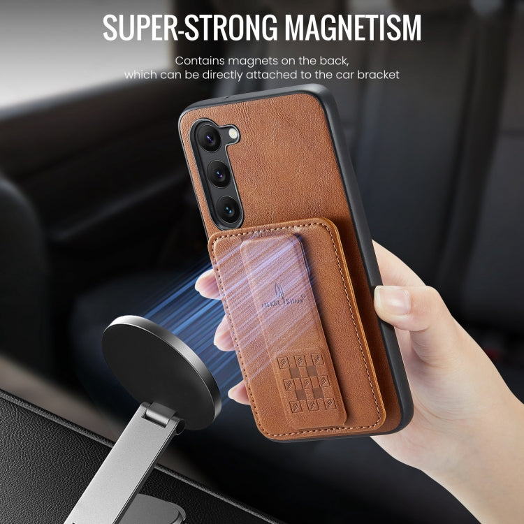 For Samsung Galaxy S23+ 5G Fierre Shann Oil Wax Cow Leather Card Holder Back Phone Case(Brown) - HoMEdemic™ 