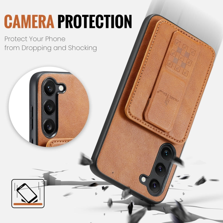 For Samsung Galaxy S23+ 5G Fierre Shann Oil Wax Cow Leather Card Holder Back Phone Case(Brown) - HoMEdemic™ 