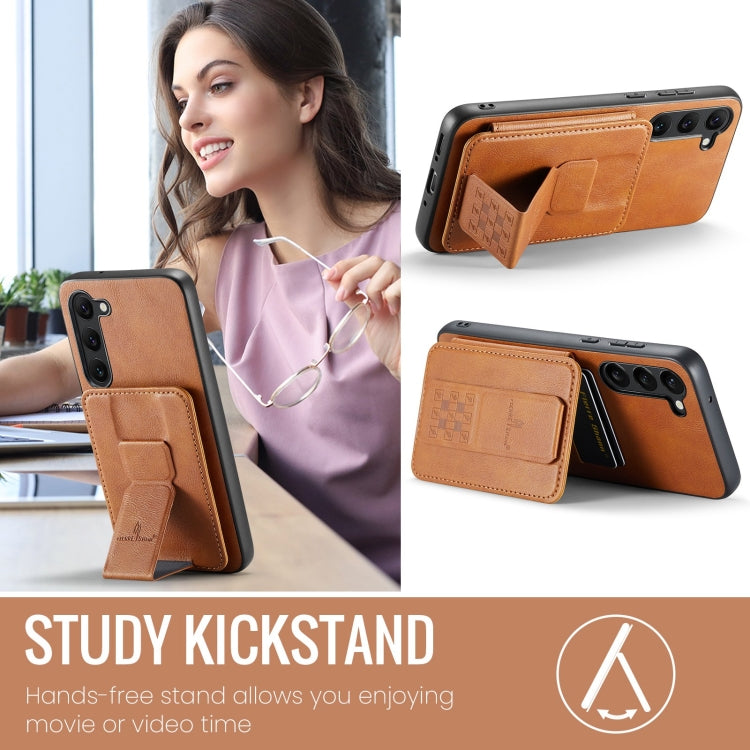 For Samsung Galaxy S23+ 5G Fierre Shann Oil Wax Cow Leather Card Holder Back Phone Case(Brown) - HoMEdemic™ 