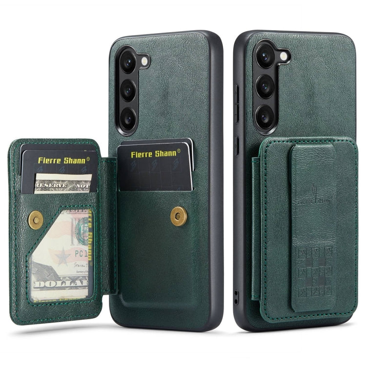 For Samsung Galaxy S23+ 5G Fierre Shann Oil Wax Cow Leather Card Holder Back Phone Case(Green) - HoMEdemic™ 
