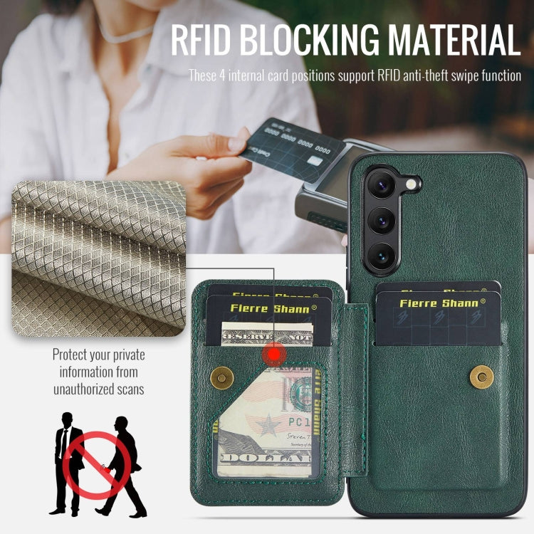 For Samsung Galaxy S23+ 5G Fierre Shann Oil Wax Cow Leather Card Holder Back Phone Case(Green) - HoMEdemic™ 