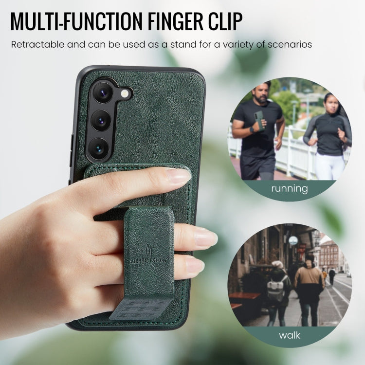 For Samsung Galaxy S23+ 5G Fierre Shann Oil Wax Cow Leather Card Holder Back Phone Case(Green) - HoMEdemic™ 