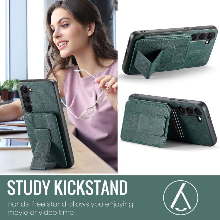 For Samsung Galaxy S23+ 5G Fierre Shann Oil Wax Cow Leather Card Holder Back Phone Case(Green) - HoMEdemic™ 