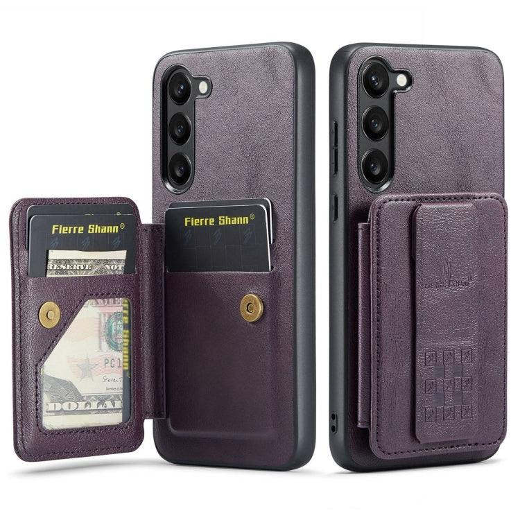 For Samsung Galaxy S23+ 5G Fierre Shann Oil Wax Cow Leather Card Holder Back Phone Case(Purple) - HoMEdemic™ 