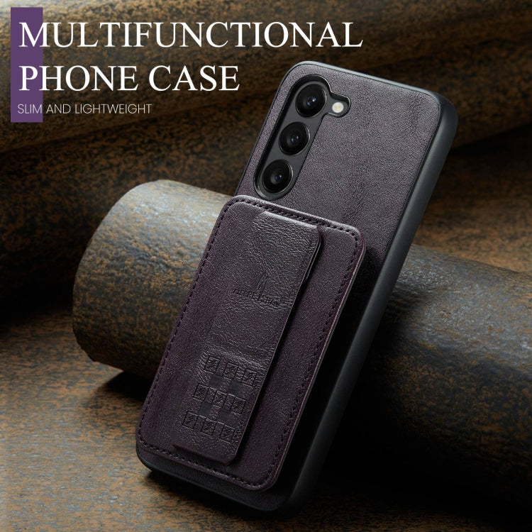 For Samsung Galaxy S23+ 5G Fierre Shann Oil Wax Cow Leather Card Holder Back Phone Case(Purple) - HoMEdemic™ 