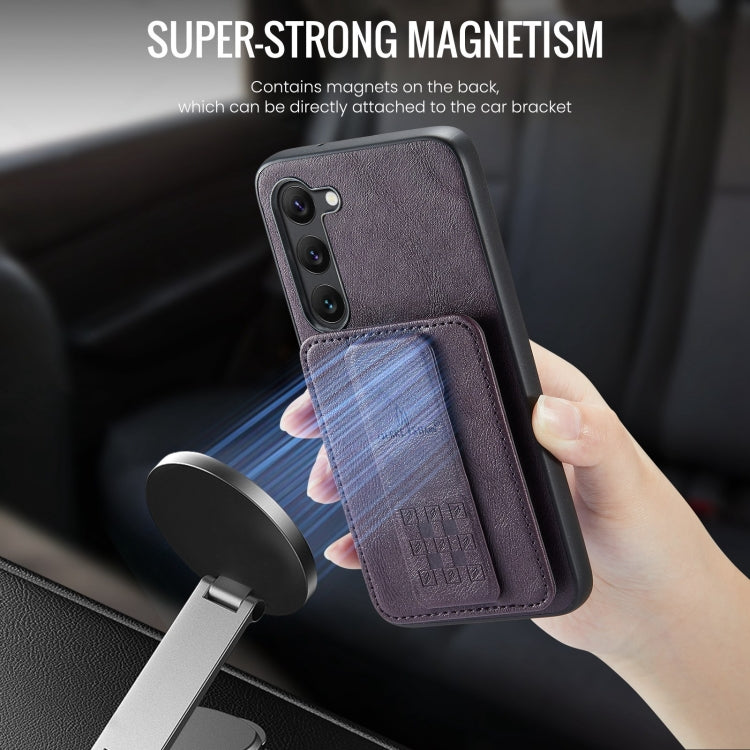 For Samsung Galaxy S23+ 5G Fierre Shann Oil Wax Cow Leather Card Holder Back Phone Case(Purple) - HoMEdemic™ 