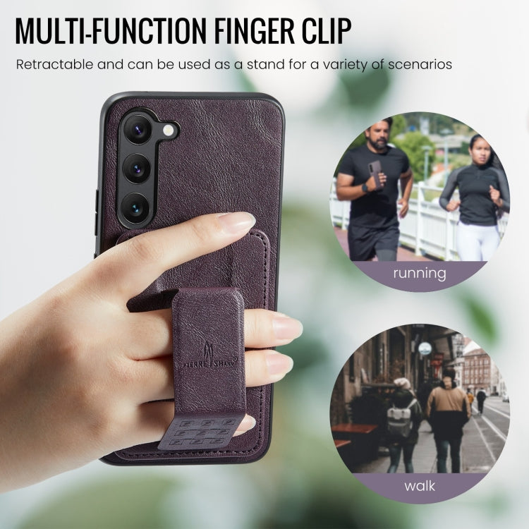 For Samsung Galaxy S23+ 5G Fierre Shann Oil Wax Cow Leather Card Holder Back Phone Case(Purple) - HoMEdemic™ 