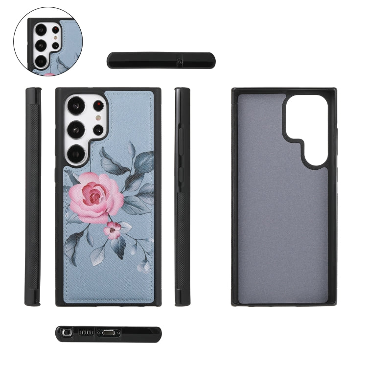 For Samsung Galaxy S23+ 5G Flower Multi-functional Crossbody Zipper Wallet Leather Phone Case(Blue) - HoMEdemic™ 
