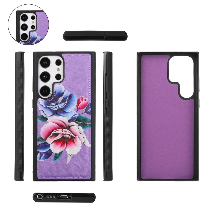 For Samsung Galaxy S23+ 5G Flower Multi-functional Crossbody Zipper Wallet Leather Phone Case(Purple) - HoMEdemic™ 