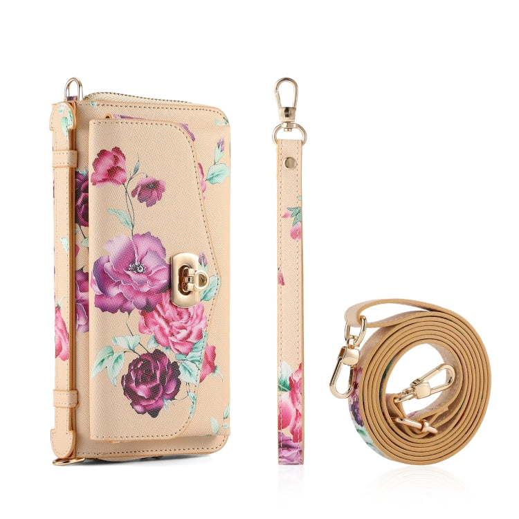 For Samsung Galaxy S23+ 5G Flower Multi-functional Crossbody Zipper Wallet Leather Phone Case(Yellow) - HoMEdemic™ 