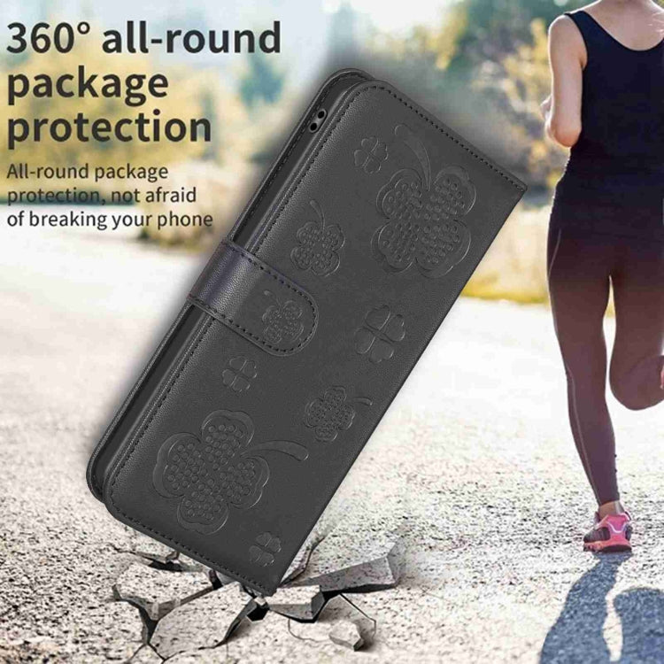 For Samsung Galaxy S23+ 5G Four-leaf Embossed Leather Phone Case(Black) - HoMEdemic™ 