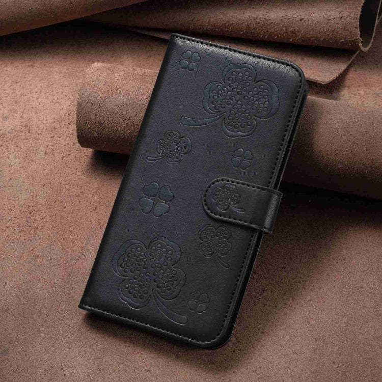 For Samsung Galaxy S23+ 5G Four-leaf Embossed Leather Phone Case(Black) - HoMEdemic™ 