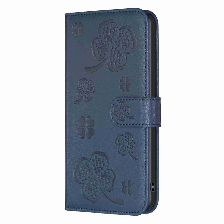 For Samsung Galaxy S23+ 5G Four-leaf Embossed Leather Phone Case(Blue) - HoMEdemic™ 