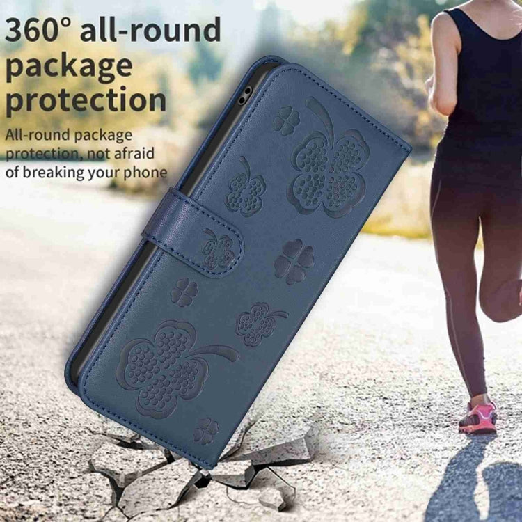 For Samsung Galaxy S23+ 5G Four-leaf Embossed Leather Phone Case(Blue) - HoMEdemic™ 