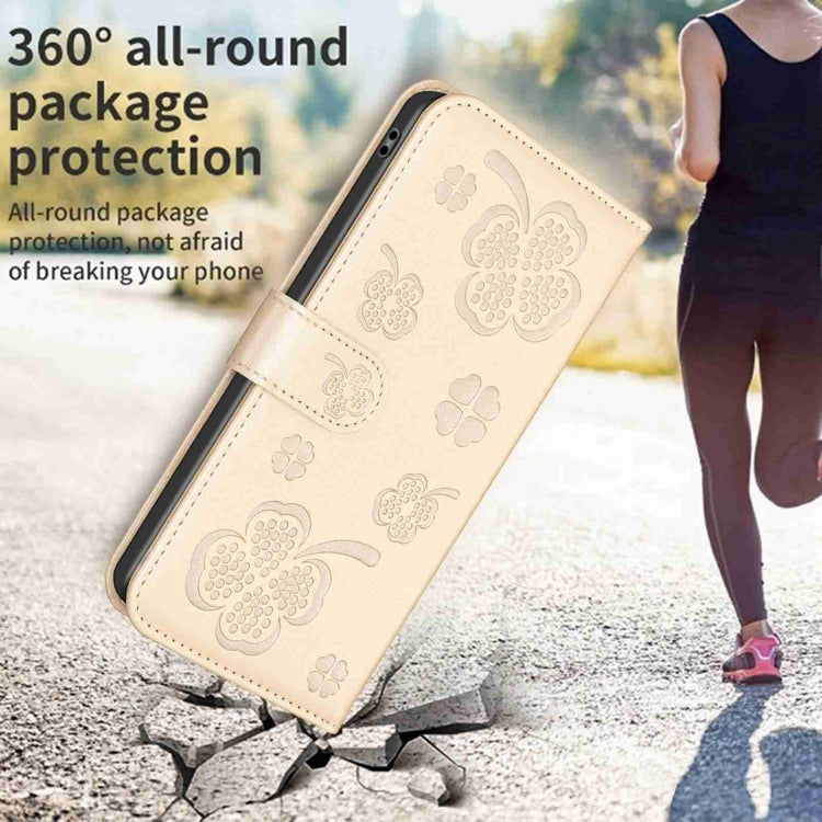 For Samsung Galaxy S23+ 5G Four-leaf Embossed Leather Phone Case(Gold) - HoMEdemic™ 