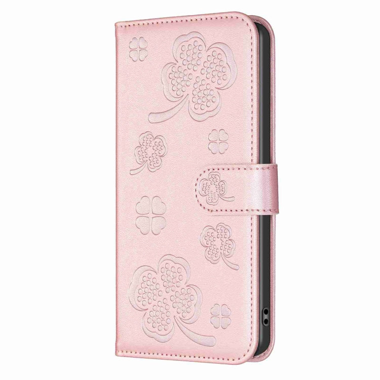 For Samsung Galaxy S23+ 5G Four-leaf Embossed Leather Phone Case(Pink) - HoMEdemic™ 