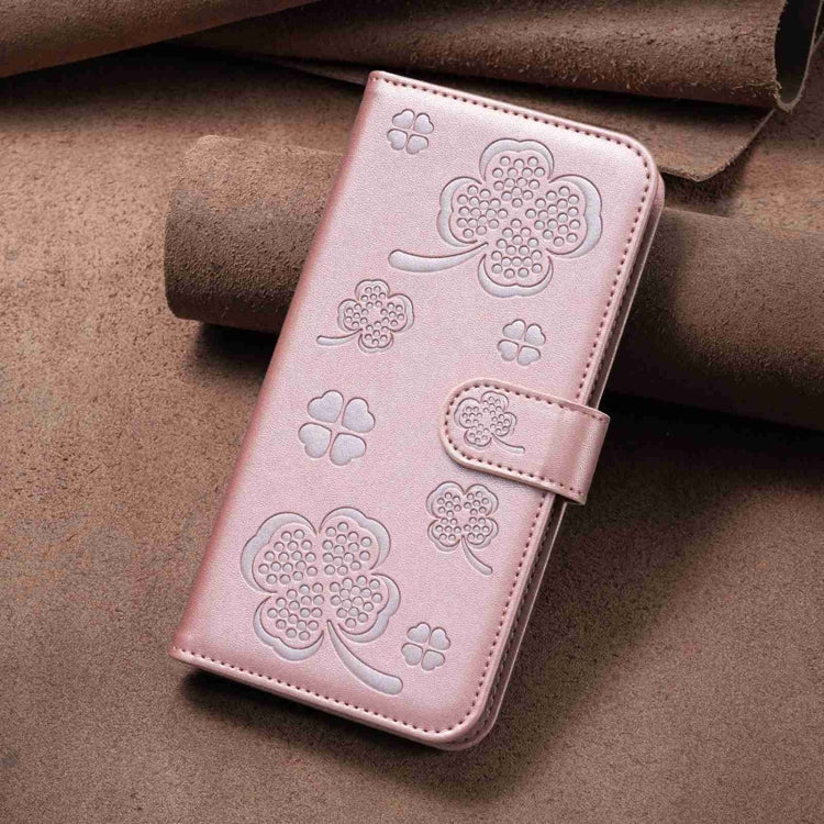 For Samsung Galaxy S23+ 5G Four-leaf Embossed Leather Phone Case(Pink) - HoMEdemic™ 