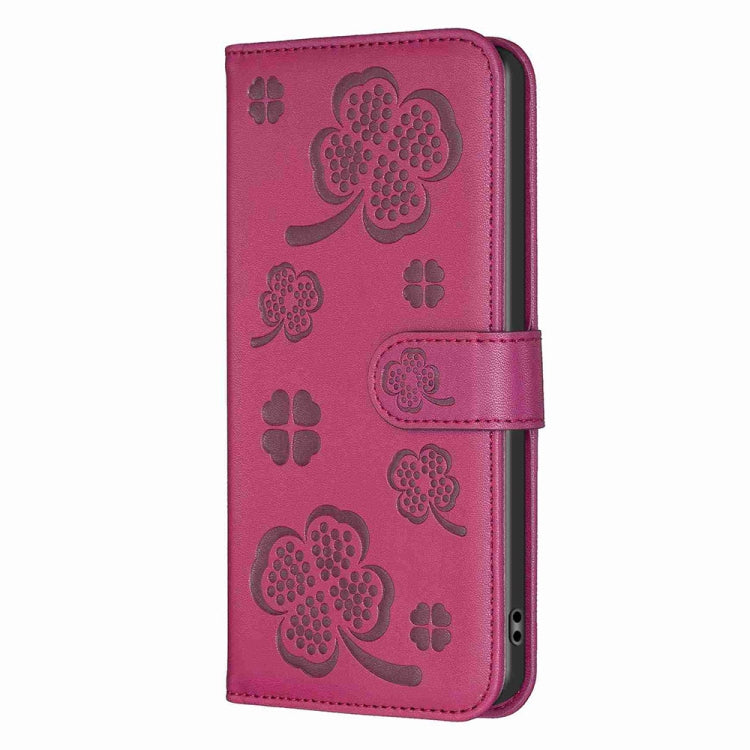 For Samsung Galaxy S23+ 5G Four-leaf Embossed Leather Phone Case(Rose Red) - HoMEdemic™ 