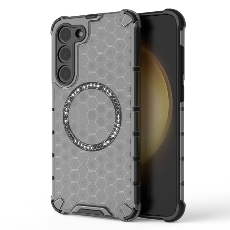 For Samsung Galaxy S23+ 5G Honeycomb Magnetic Ring Shockproof Phone Case(Black) - HoMEdemic™ 