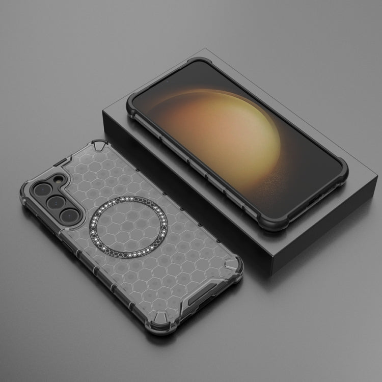 For Samsung Galaxy S23+ 5G Honeycomb Magnetic Ring Shockproof Phone Case(Black) - HoMEdemic™ 