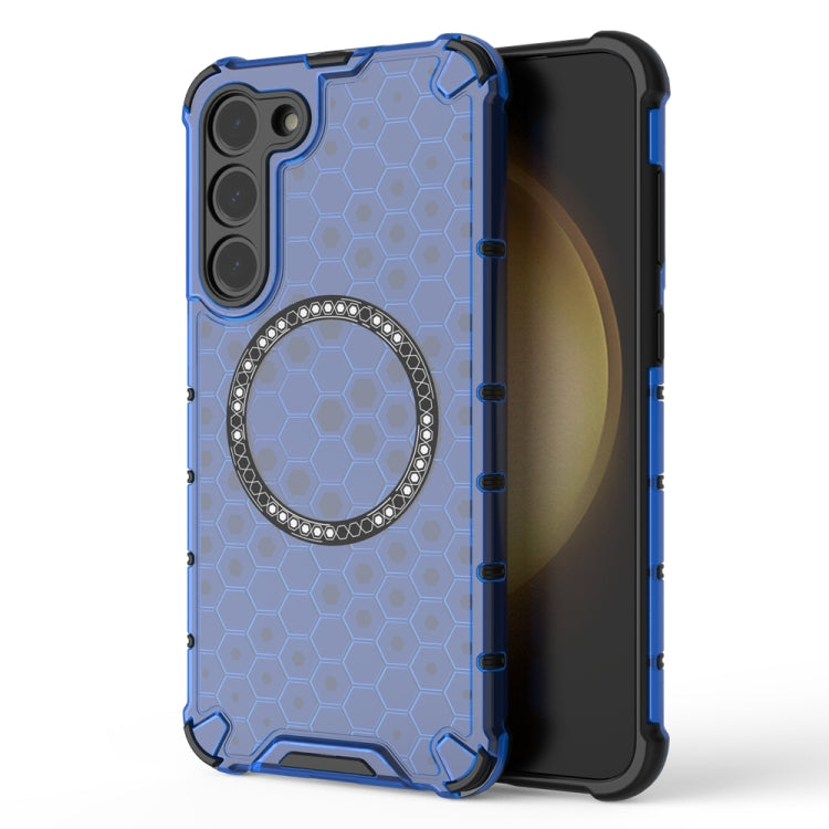 For Samsung Galaxy S23+ 5G Honeycomb Magnetic Ring Shockproof Phone Case(Blue) - HoMEdemic™ 