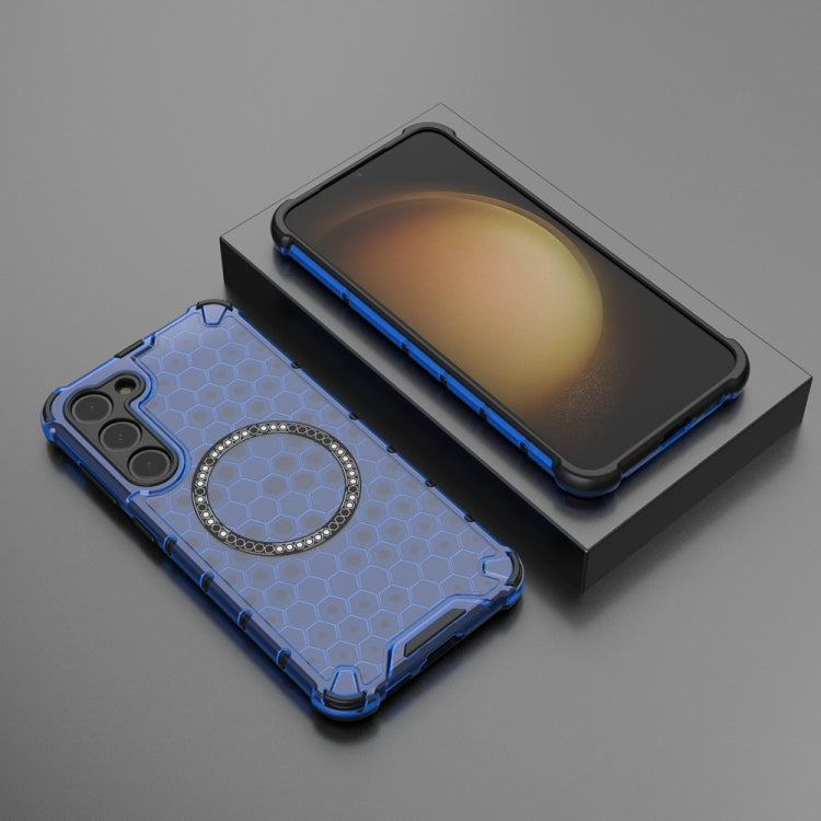 For Samsung Galaxy S23+ 5G Honeycomb Magnetic Ring Shockproof Phone Case(Blue) - HoMEdemic™ 