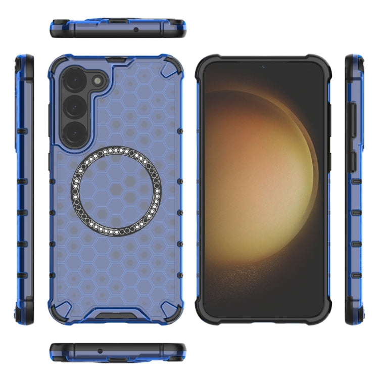 For Samsung Galaxy S23+ 5G Honeycomb Magnetic Ring Shockproof Phone Case(Blue) - HoMEdemic™ 