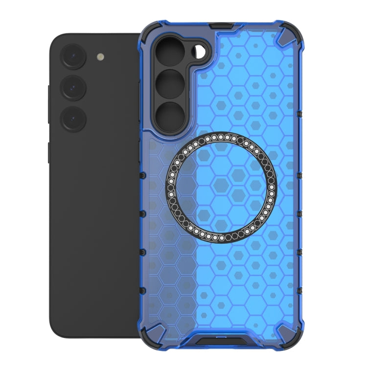 For Samsung Galaxy S23+ 5G Honeycomb Magnetic Ring Shockproof Phone Case(Blue) - HoMEdemic™ 