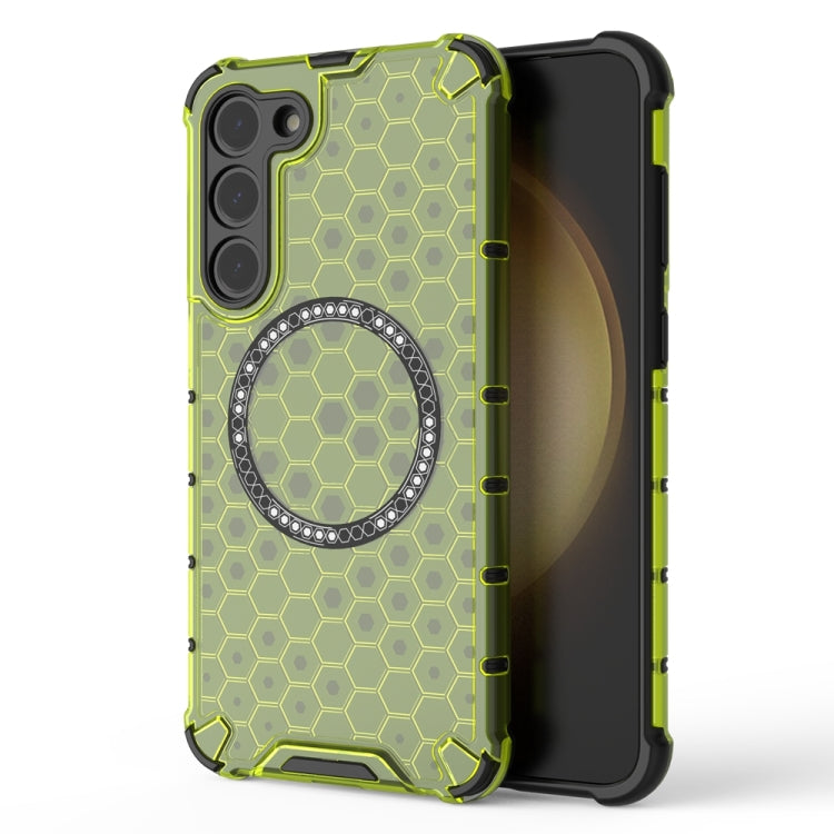 For Samsung Galaxy S23+ 5G Honeycomb Magnetic Ring Shockproof Phone Case(Green) - HoMEdemic™ 