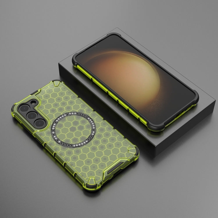 For Samsung Galaxy S23+ 5G Honeycomb Magnetic Ring Shockproof Phone Case(Green) - HoMEdemic™ 