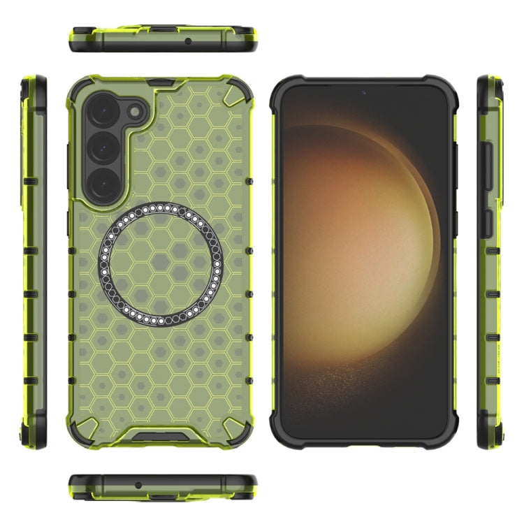 For Samsung Galaxy S23+ 5G Honeycomb Magnetic Ring Shockproof Phone Case(Green) - HoMEdemic™ 