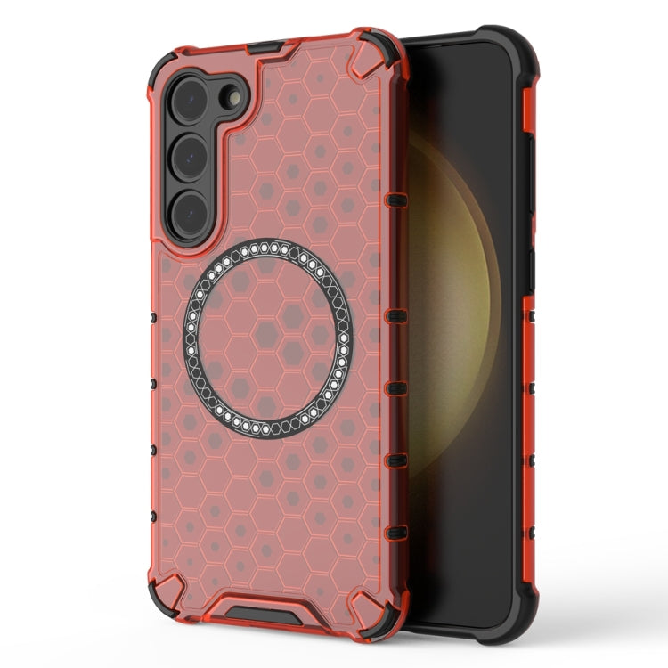 For Samsung Galaxy S23+ 5G Honeycomb Magnetic Ring Shockproof Phone Case(Red) - HoMEdemic™ 