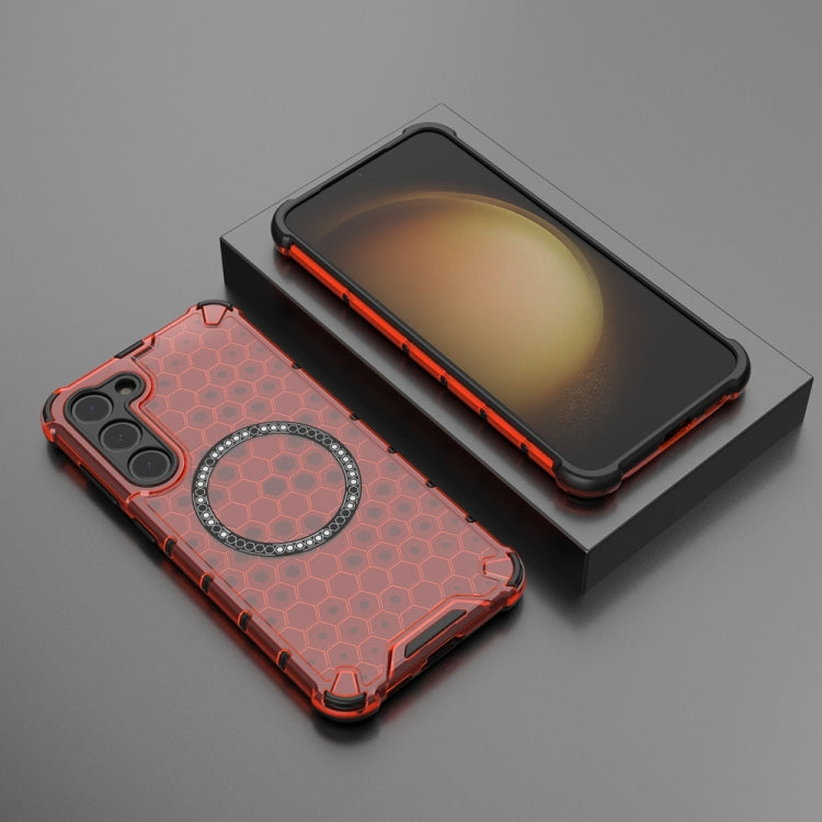 For Samsung Galaxy S23+ 5G Honeycomb Magnetic Ring Shockproof Phone Case(Red) - HoMEdemic™ 