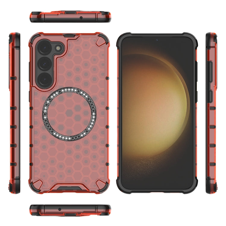For Samsung Galaxy S23+ 5G Honeycomb Magnetic Ring Shockproof Phone Case(Red) - HoMEdemic™ 