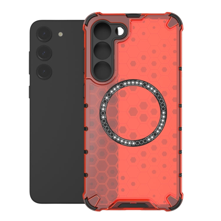 For Samsung Galaxy S23+ 5G Honeycomb Magnetic Ring Shockproof Phone Case(Red) - HoMEdemic™ 