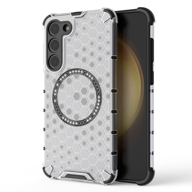 For Samsung Galaxy S23+ 5G Honeycomb Magnetic Ring Shockproof Phone Case(White) - HoMEdemic™ 