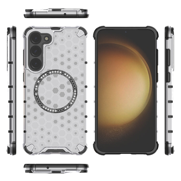 For Samsung Galaxy S23+ 5G Honeycomb Magnetic Ring Shockproof Phone Case(White) - HoMEdemic™ 