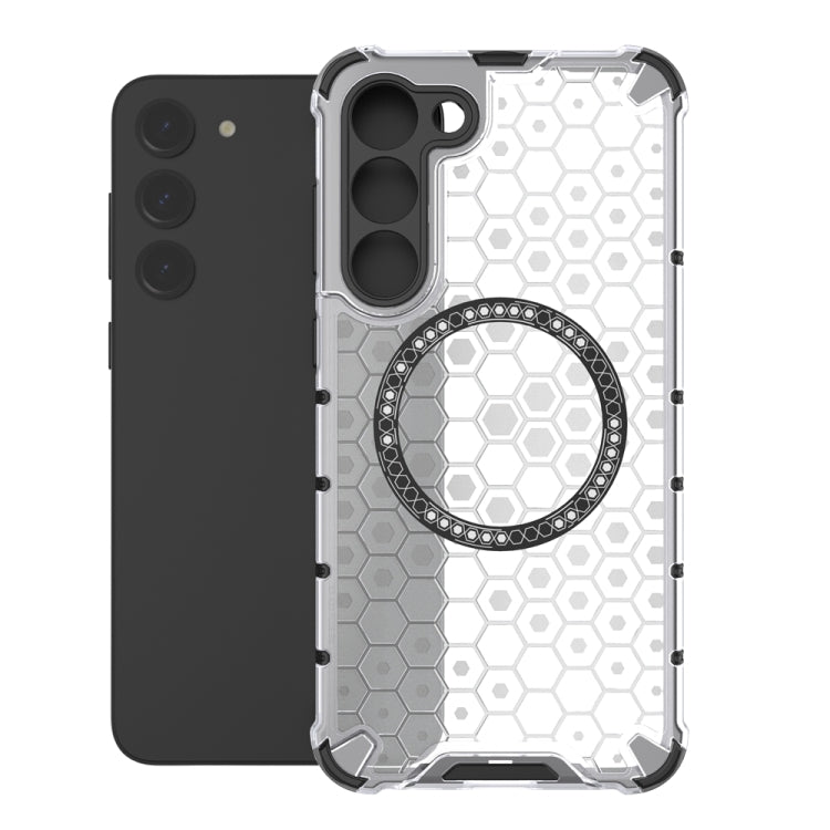For Samsung Galaxy S23+ 5G Honeycomb Magnetic Ring Shockproof Phone Case(White) - HoMEdemic™ 