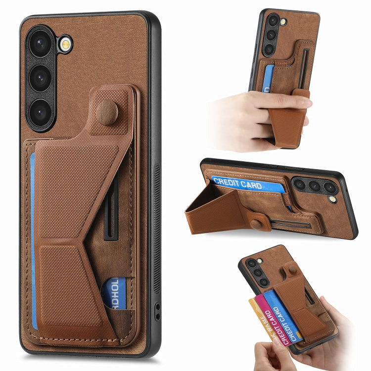 For Samsung Galaxy S23+ 5G II K-shaped Slide Holder Card Slot Phone Case(Brown) - HoMEdemic™ 