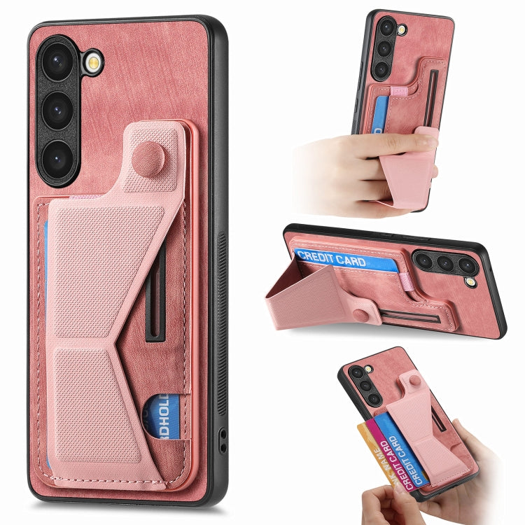 For Samsung Galaxy S23+ 5G II K-shaped Slide Holder Card Slot Phone Case(Pink) - HoMEdemic™ 