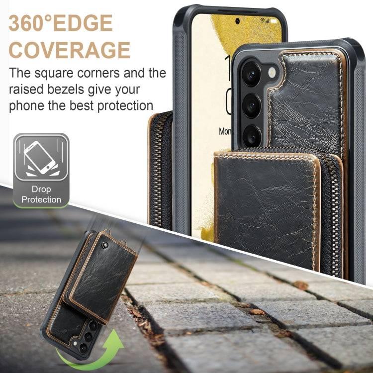 For Samsung Galaxy S23 5G JEEHOOD C22 Series Zipper Wallet Leather Phone Case with Dual Lanyard, For Samsung Galaxy S23 5G - HoMEdemic™ 