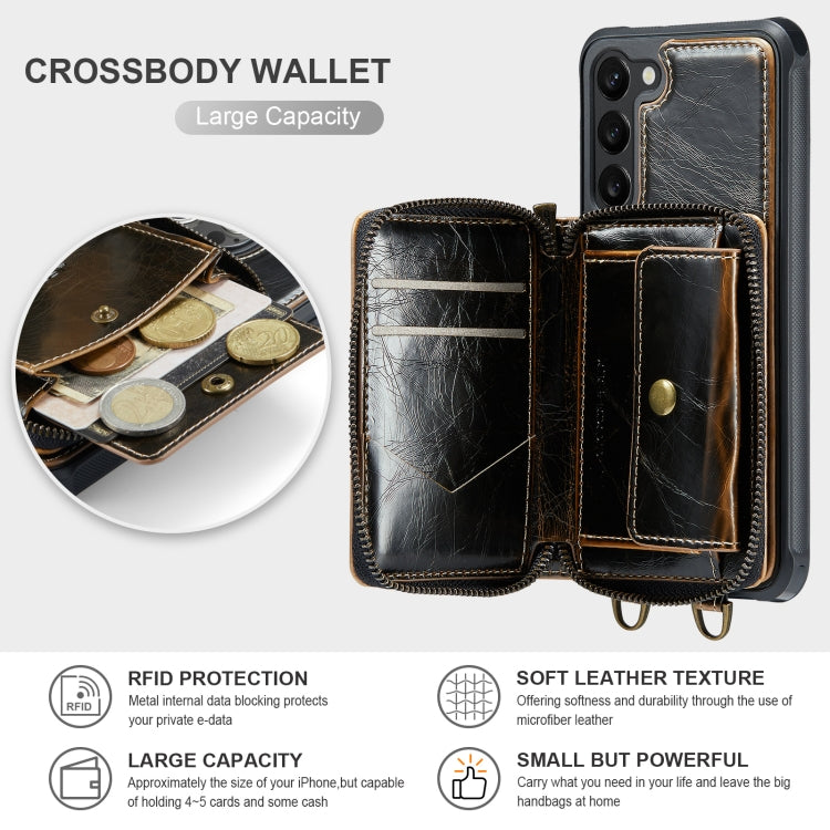 For Samsung Galaxy S23 5G JEEHOOD C22 Series Zipper Wallet Leather Phone Case with Dual Lanyard, For Samsung Galaxy S23 5G - HoMEdemic™ 