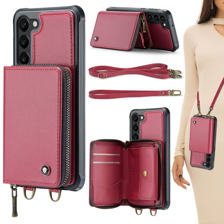 For Samsung Galaxy S23 5G JEEHOOD C22 Series Zipper Wallet Leather Phone Case with Dual Lanyard, For Samsung Galaxy S23 5G - HoMEdemic™ 
