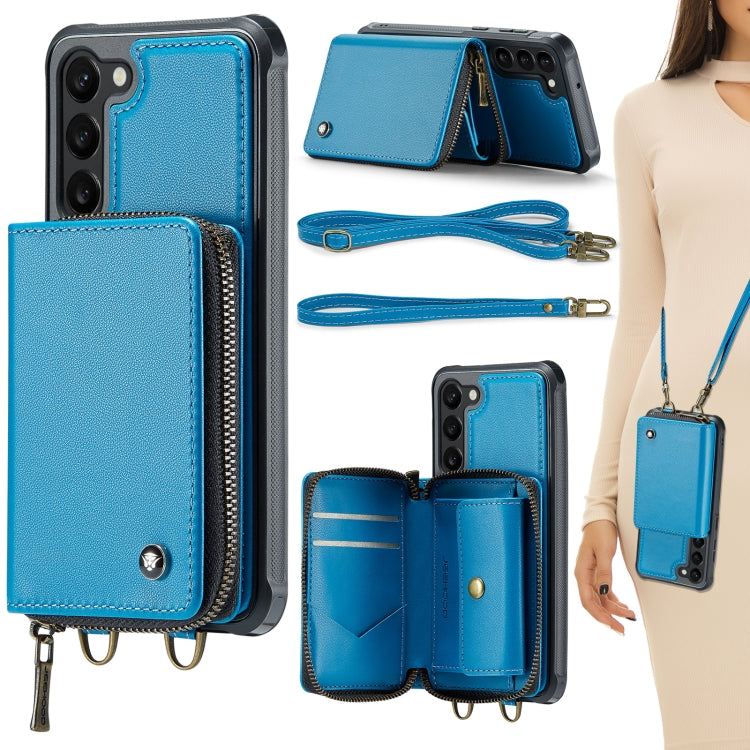 For Samsung Galaxy S23 5G JEEHOOD C22 Series Zipper Wallet Leather Phone Case with Dual Lanyard, For Samsung Galaxy S23 5G - HoMEdemic™ 