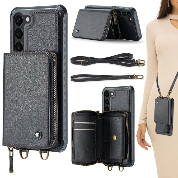 For Samsung Galaxy S23 5G JEEHOOD C22 Series Zipper Wallet Leather Phone Case with Dual Lanyard, For Samsung Galaxy S23 5G - HoMEdemic™ 
