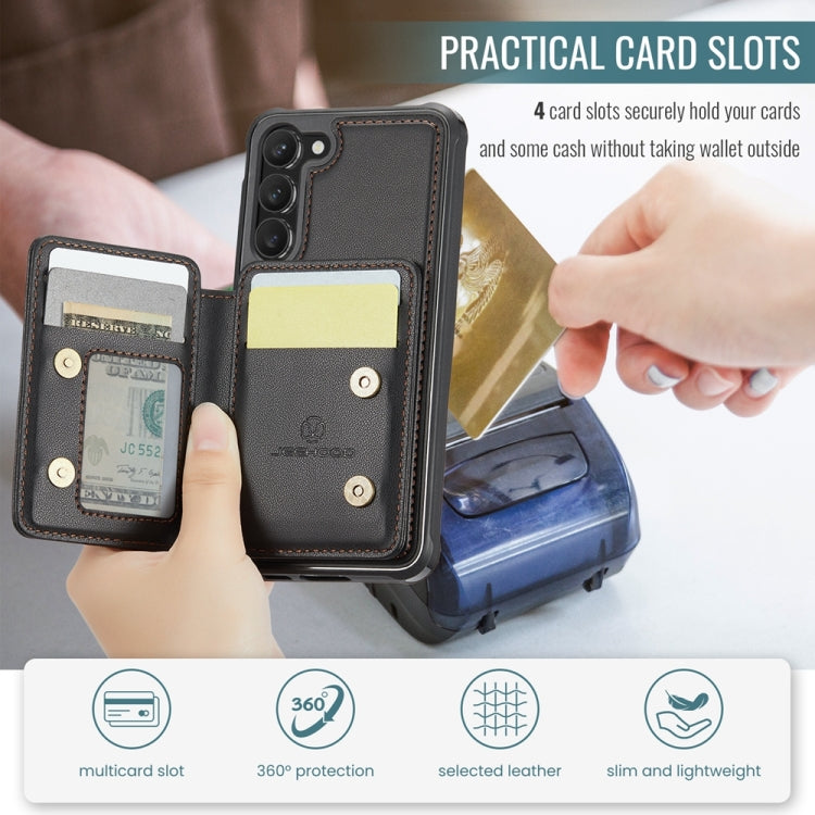 For Samsung Galaxy S23+ 5G JEEHOOD J05 Business Magnetic Style RFID Leather Phone Case(Black) - HoMEdemic™ 