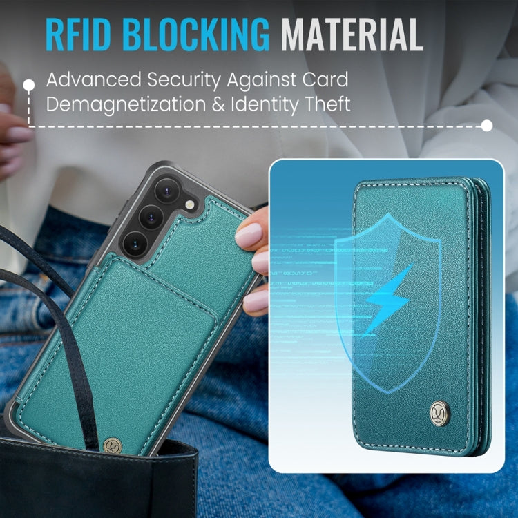 For Samsung Galaxy S23+ 5G JEEHOOD J05 Business Magnetic Style RFID Leather Phone Case(Blue Green) - HoMEdemic™ 