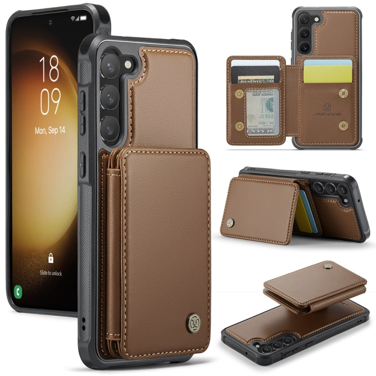 For Samsung Galaxy S23+ 5G JEEHOOD J05 Business Magnetic Style RFID Leather Phone Case(Brown) - HoMEdemic™ 