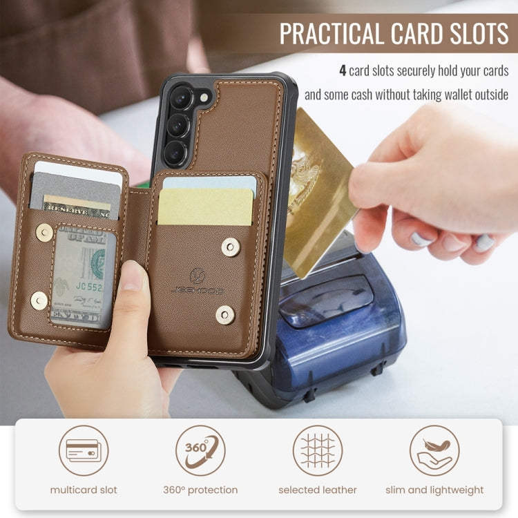 For Samsung Galaxy S23+ 5G JEEHOOD J05 Business Magnetic Style RFID Leather Phone Case(Brown) - HoMEdemic™ 