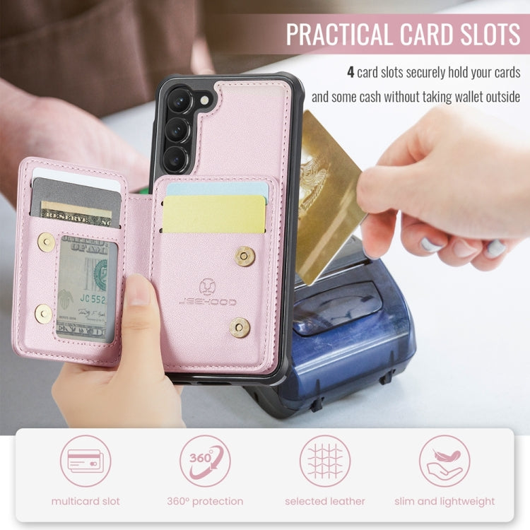 For Samsung Galaxy S23+ 5G JEEHOOD J05 Business Magnetic Style RFID Leather Phone Case(Pink) - HoMEdemic™ 